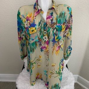 Sunny Leigh Women Tunic Blouse Top Sz XL  Floral